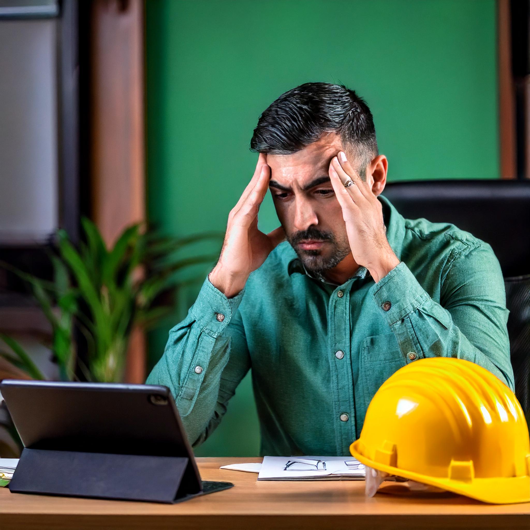 Gérant de menuiserie stressé par les problèmes de gestion quotidiens de son entreprise